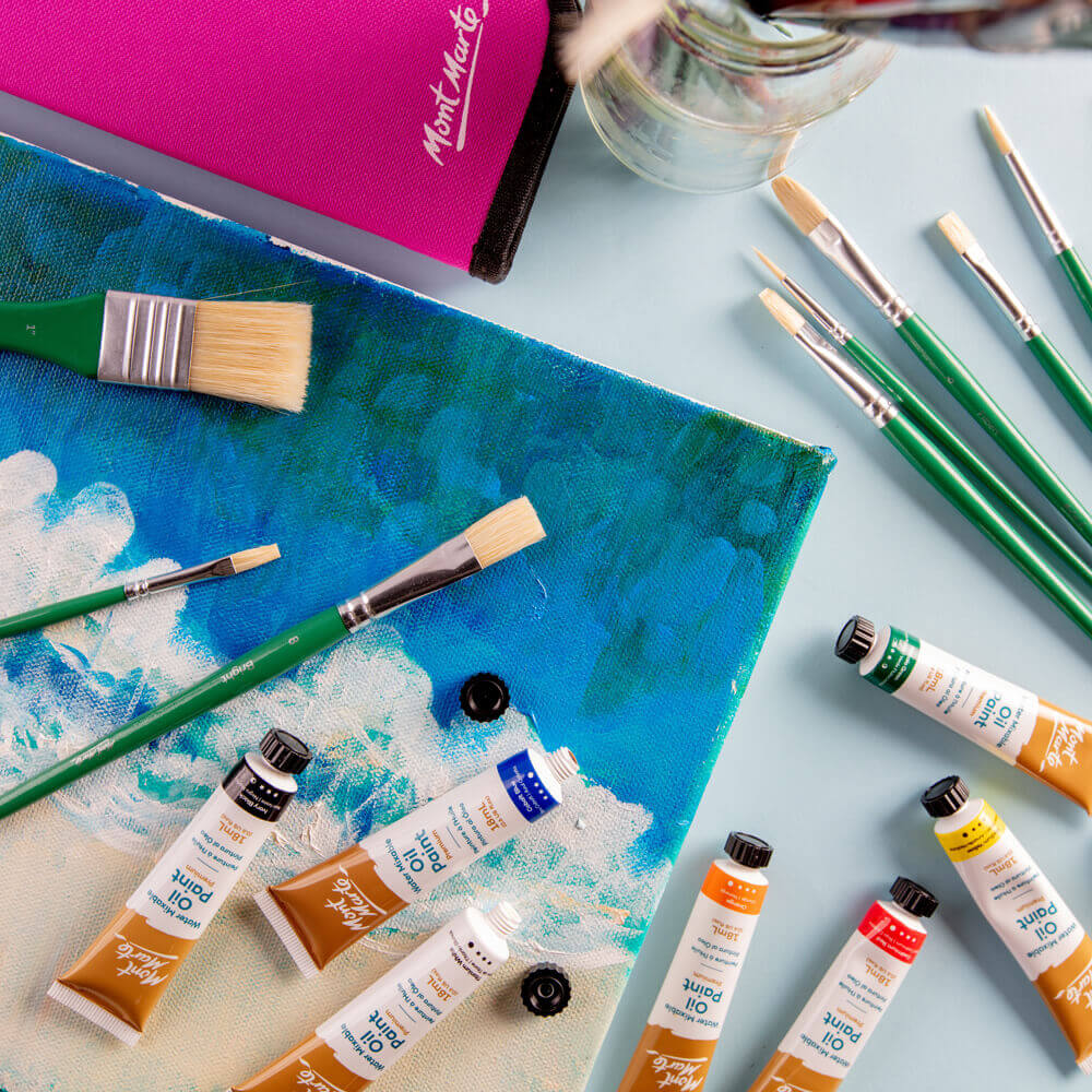 Premium Paintbrush Set of 16 -Artist Paint Brush for Watercolor, Oil or  Acrylic Painting Art Palette Knife, Sponge & Organizing Case
