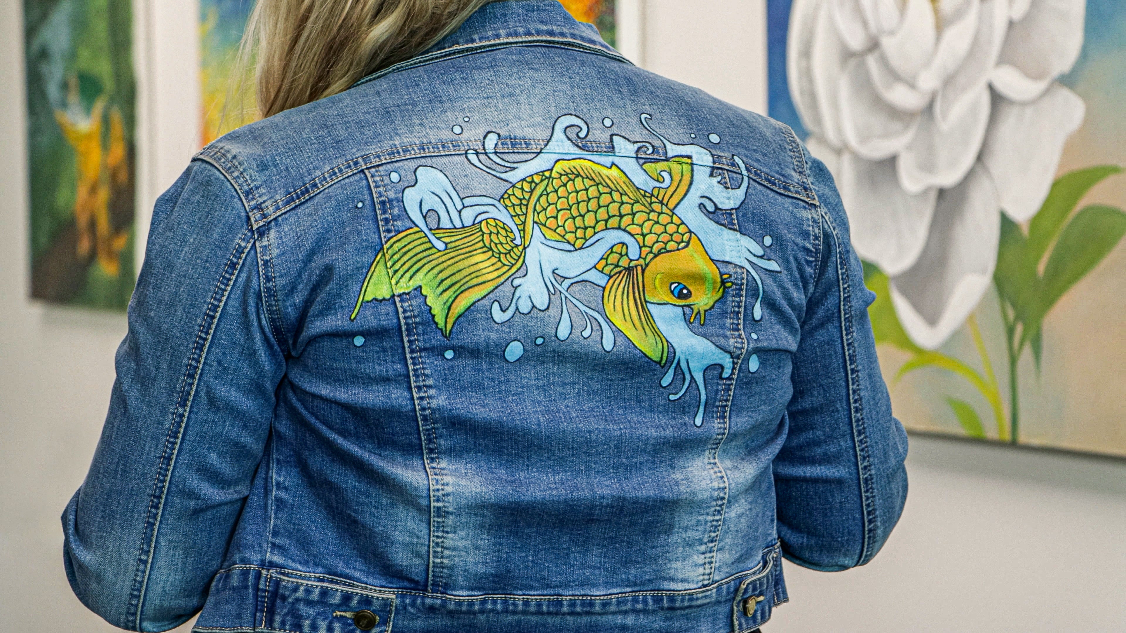 Create a koi fish denim jacket painting using fabric paint – Mont Marte  Global