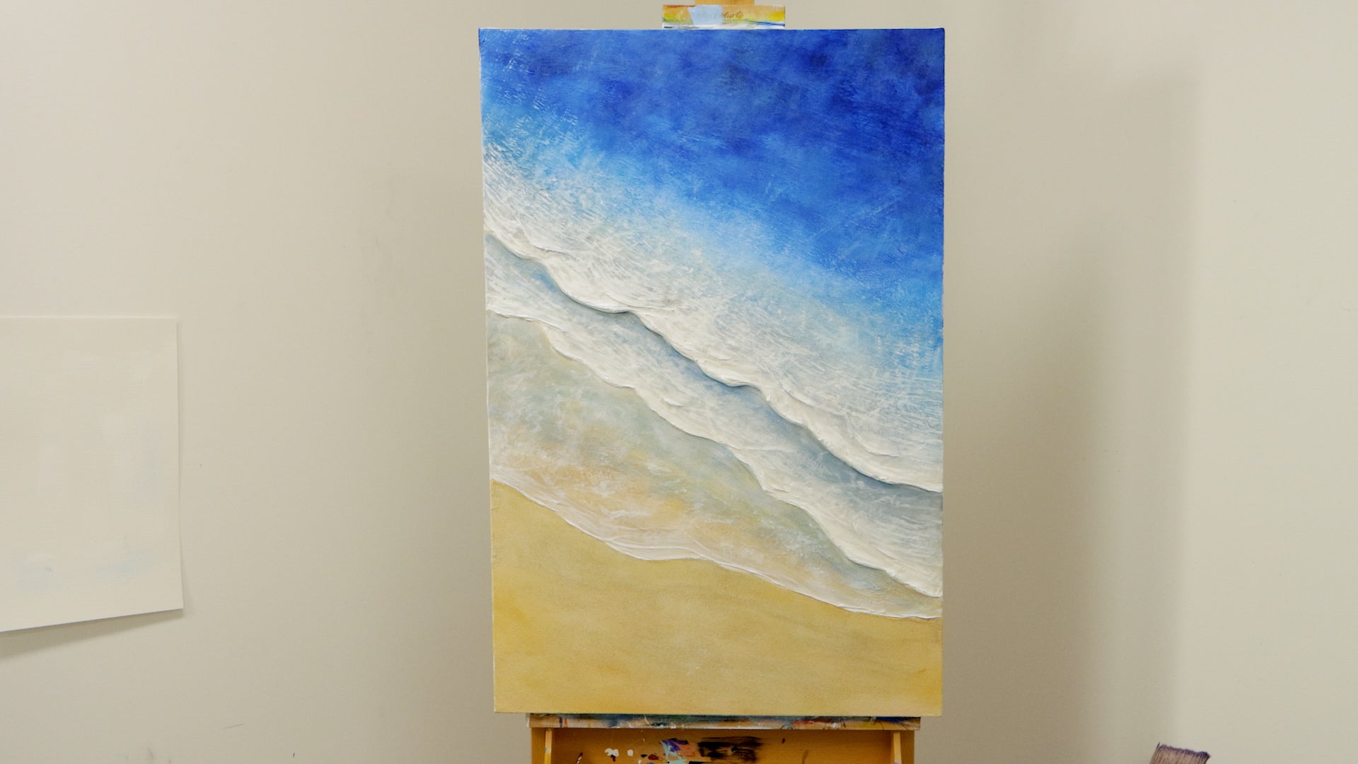 I made this textured ocean and cloud painting with acrylic paint and modeling  paste : r/somethingimade