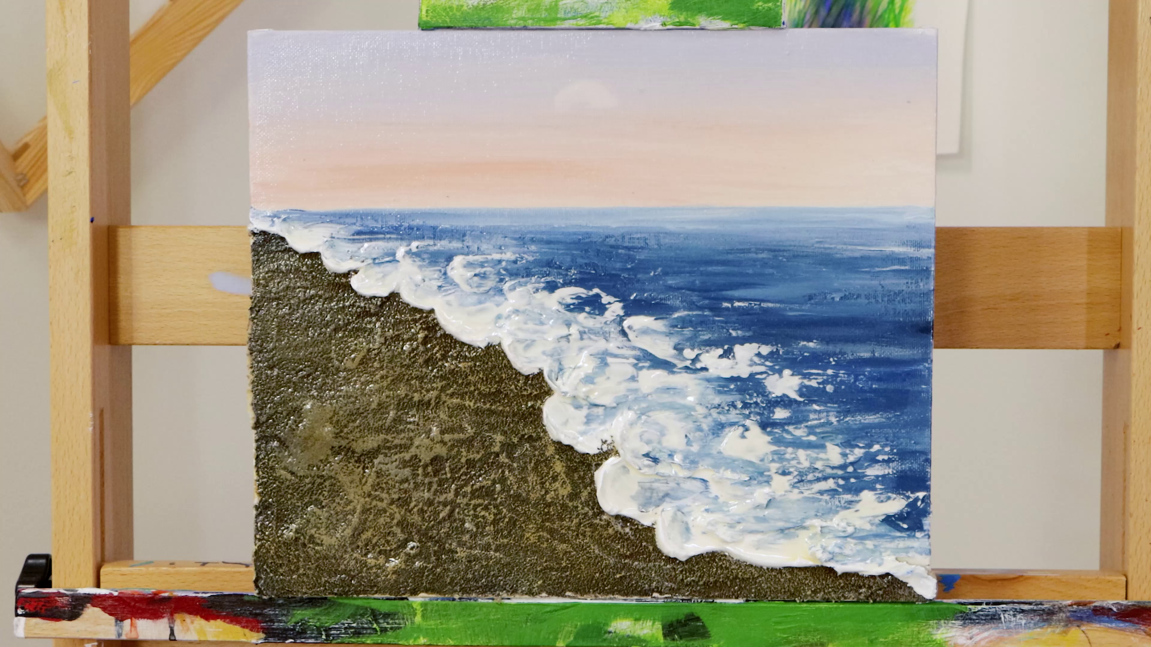 Seascape Acrylic Painting on Mini Canvas for Beginners