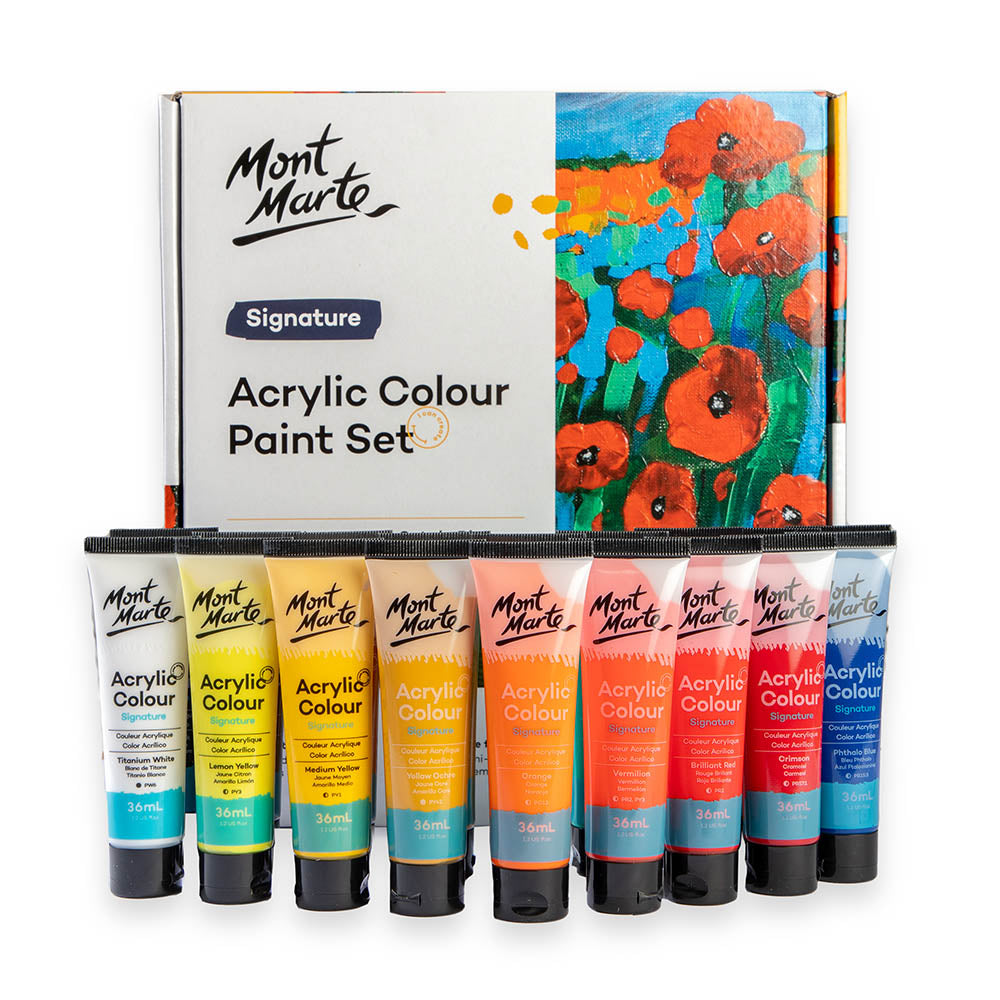 Acrylic Colour Paint Set Signature 18pc x 36ml 1.2 US fl.oz Mont Marte Global