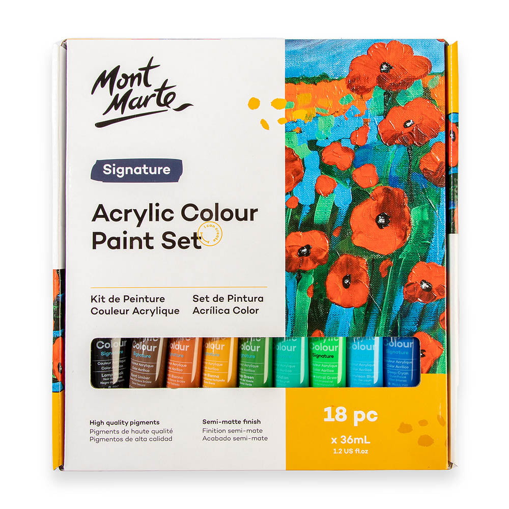 Mont Marte Signature Acrylic Paint Set of Primary Colors 6pc x 50ml