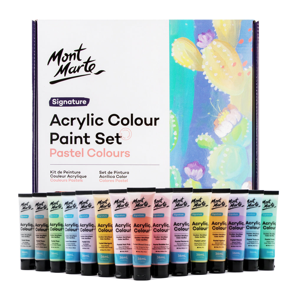 Mont Marte Acrylic Colour Pastel Paint Set Signature 24pc x 36ml (1.2 US  fl.oz) – Mont Marte Global