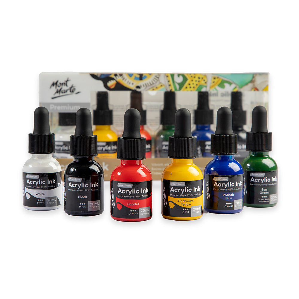 Mont Marte Acrylic Ink Premium 6pc x 20ml (0.7 US fl.oz)