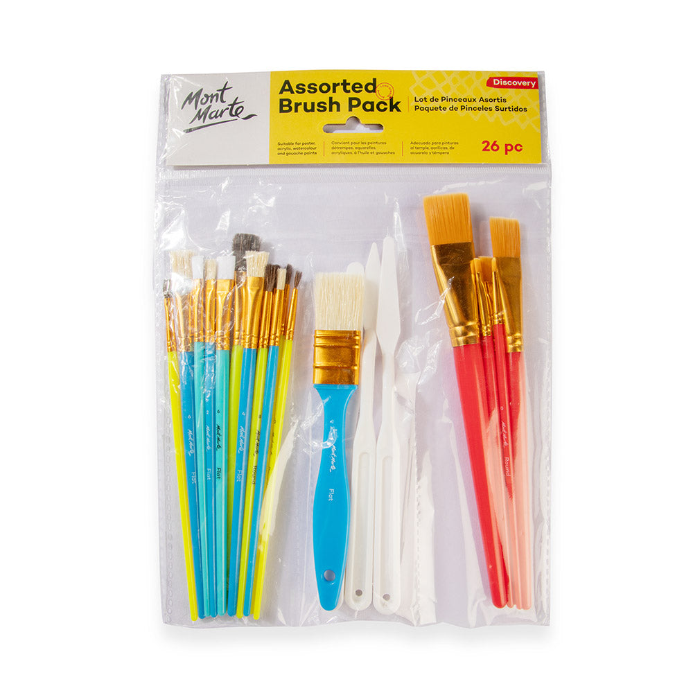 US Art Supply 10 Piece Large Flat Chubby Hog Bristle Children's Paint Brush Set