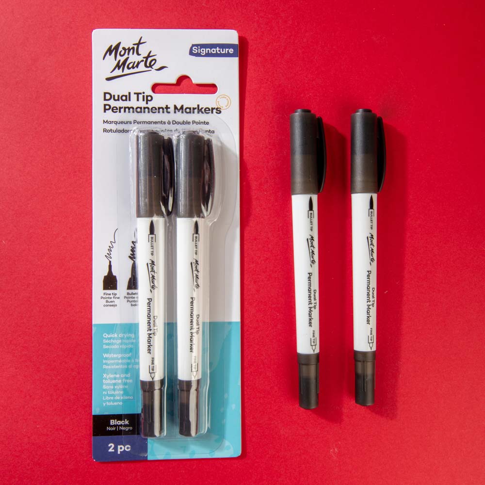 Dual Tip Permanent Markers Signature 2pc - Black – Mont Marte Global
