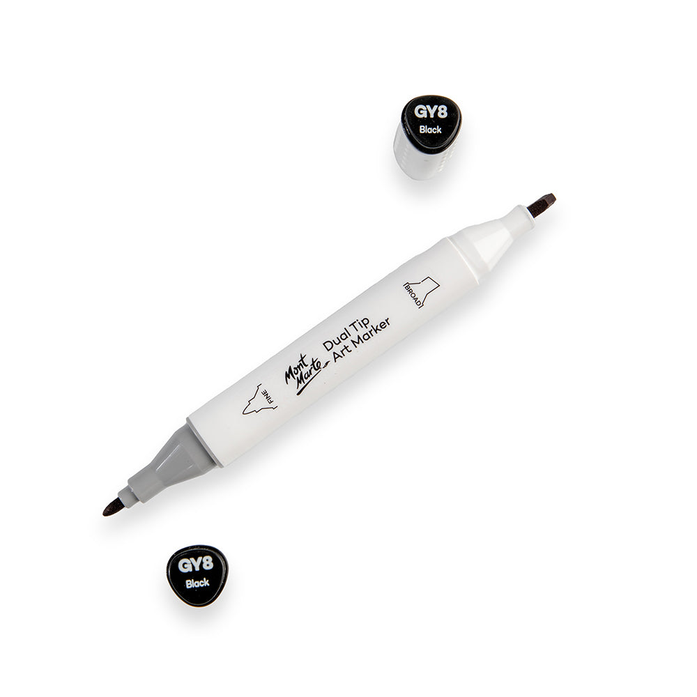 Dual Tip Art Marker Premium - Black GY8 – Mont Marte Global