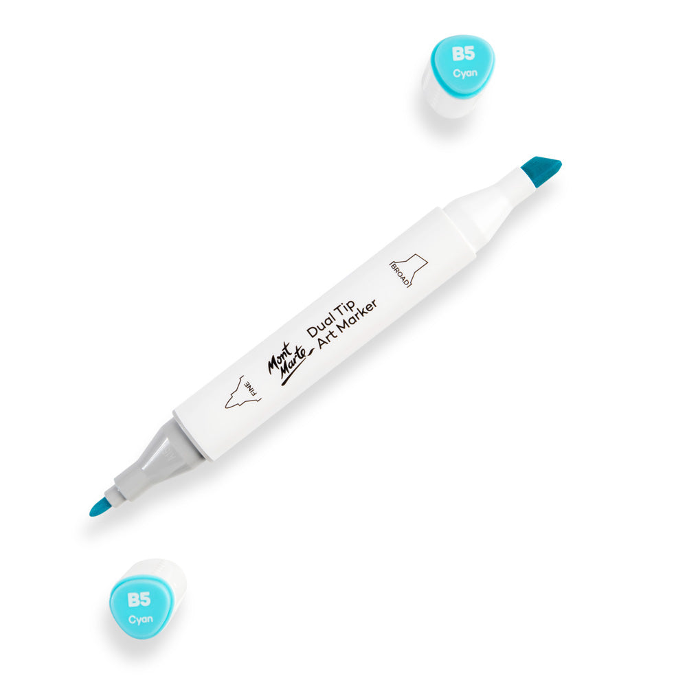 Dual Tip Art Marker Premium - Cyan B5 – Mont Marte Global