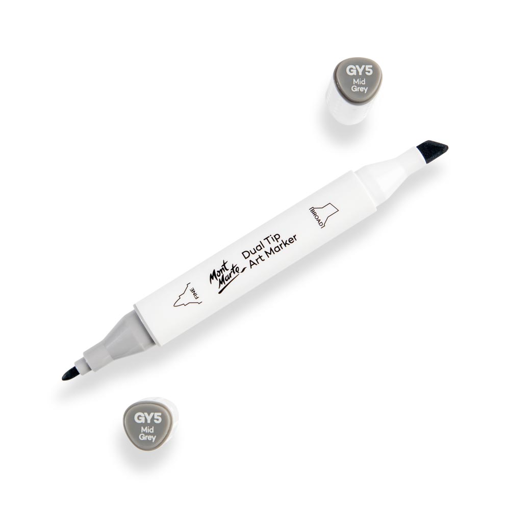 Dual Tip Art Marker Premium - Mid Grey GY5 – Mont Marte Global