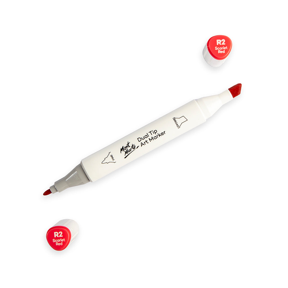 Dual Tip Art Marker Premium - Scarlet Red R2 – Mont Marte Global
