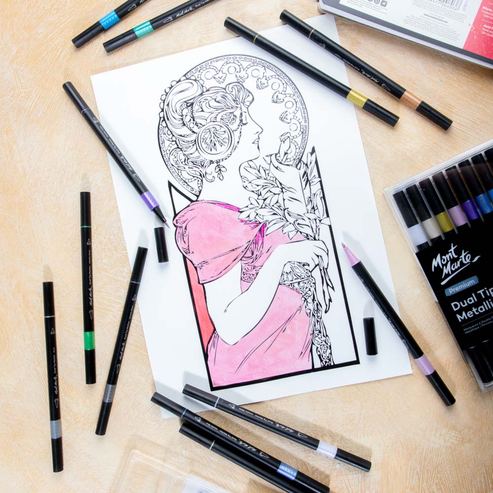 Metallic Markers Mont Marte Dual Tip Brush Markers Mont Marte