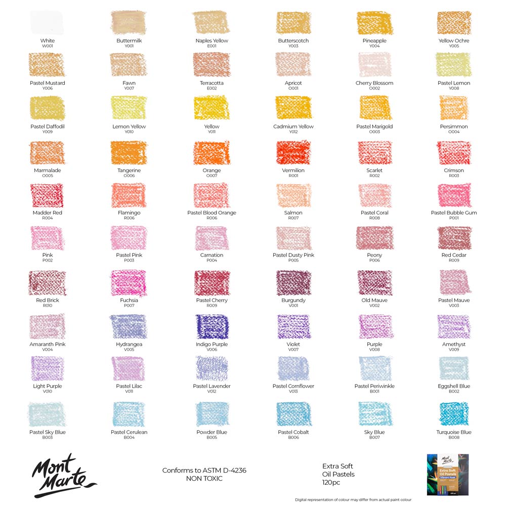 Mont Marte　オイルパステル　120色　パステルスティック Amazon.com : Mont Marte Extra Soft Oil Pastels Vibrant Hues