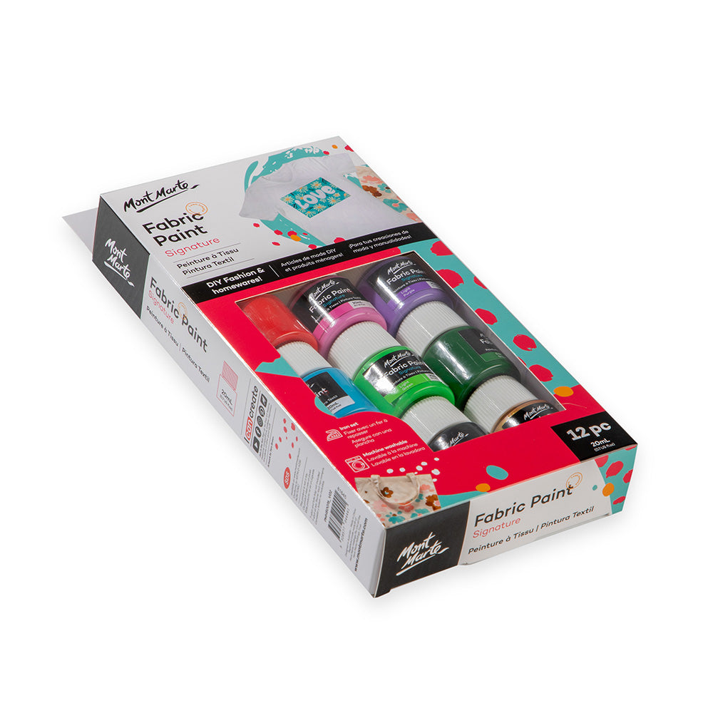 Fabric Paint Signature 12pc x 20ml (0.7 US fl.oz) – Mont Marte Global