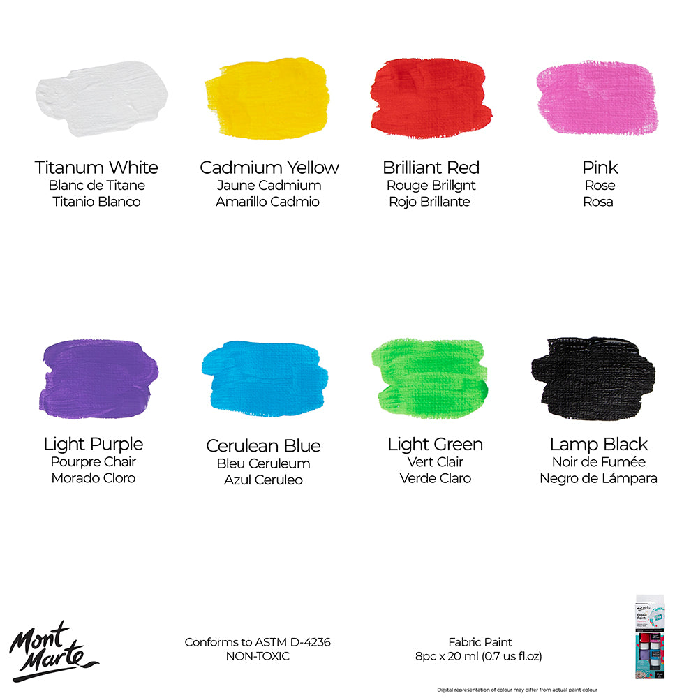 Fabric Paint Set Signature 8pc x 20ml (0.7 US fl.oz) – Mont Marte