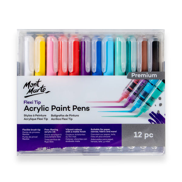 Mont Marte Flexi Tip Acrylic Paint Pens Premium 12pc Mont Marte Global
