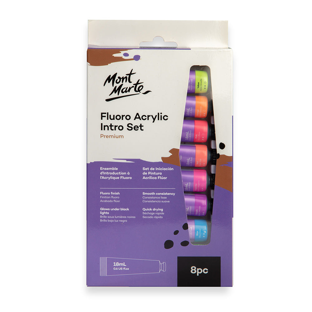 Fluoro Acrylic Paint Intro Set Premium 8pc x 18ml (0.6 US fl.oz