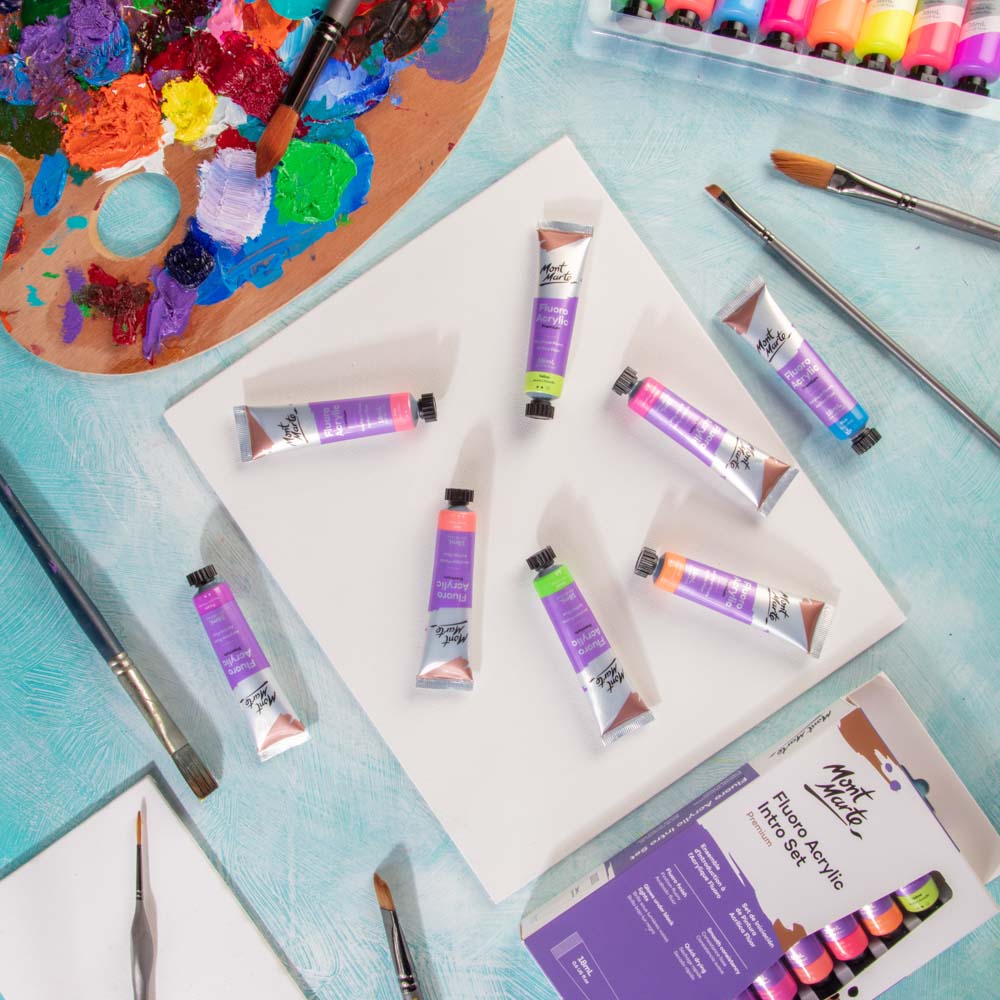 Fluoro Acrylic Paint Intro Set Premium 8pc x 18ml (0.6 US fl.oz