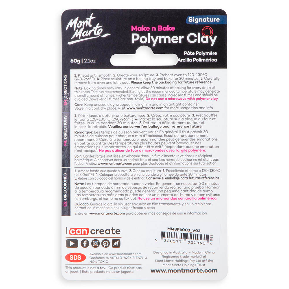 Make n Bake Polymer Clay Signature 60g (2.1oz) - Mid Grey – Mont