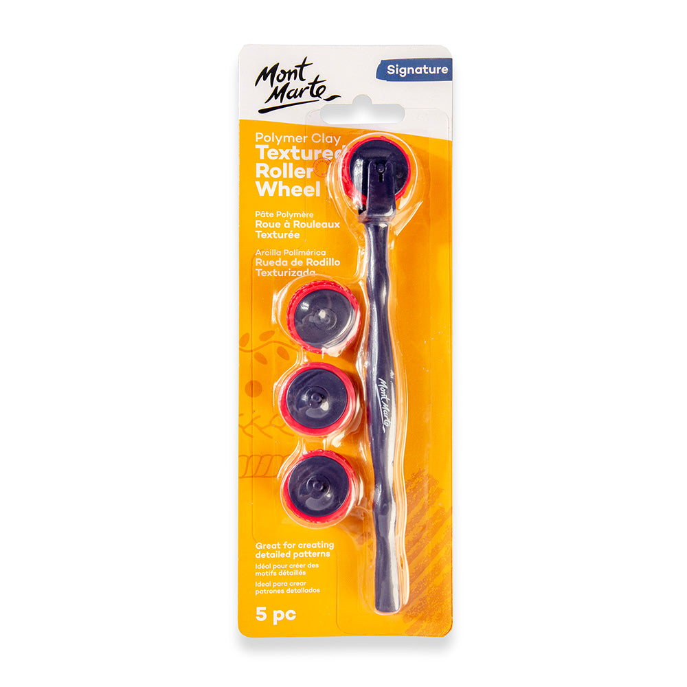 Polymer Clay Textured Roller Wheel Signature 5pc