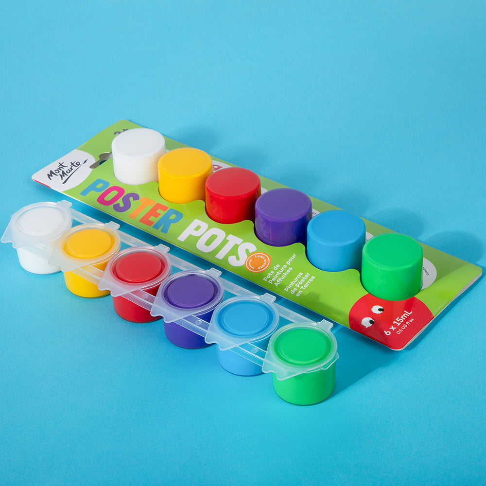 Mont Marte Poster Paint Pots 6pc x 15ml (0.5 US fl.oz) - Brights