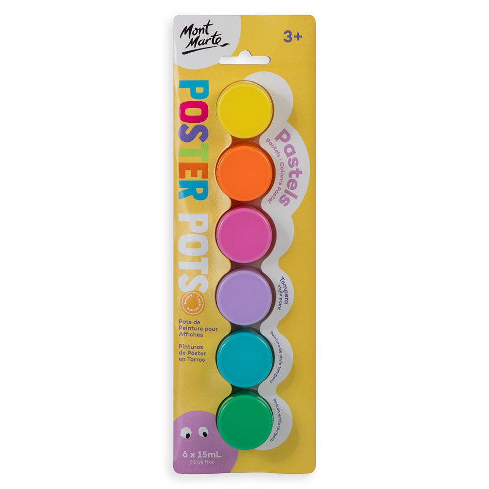 Mont Marte Poster Paint Pots 6pc x 15ml (0.5 US fl.oz) - Pastels – Mont ...