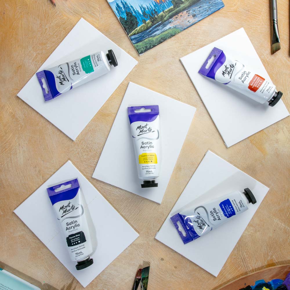 Satin Acrylic Paint Premium 75ml (2.5 US fl.oz) Tube - Cadmium Yellow