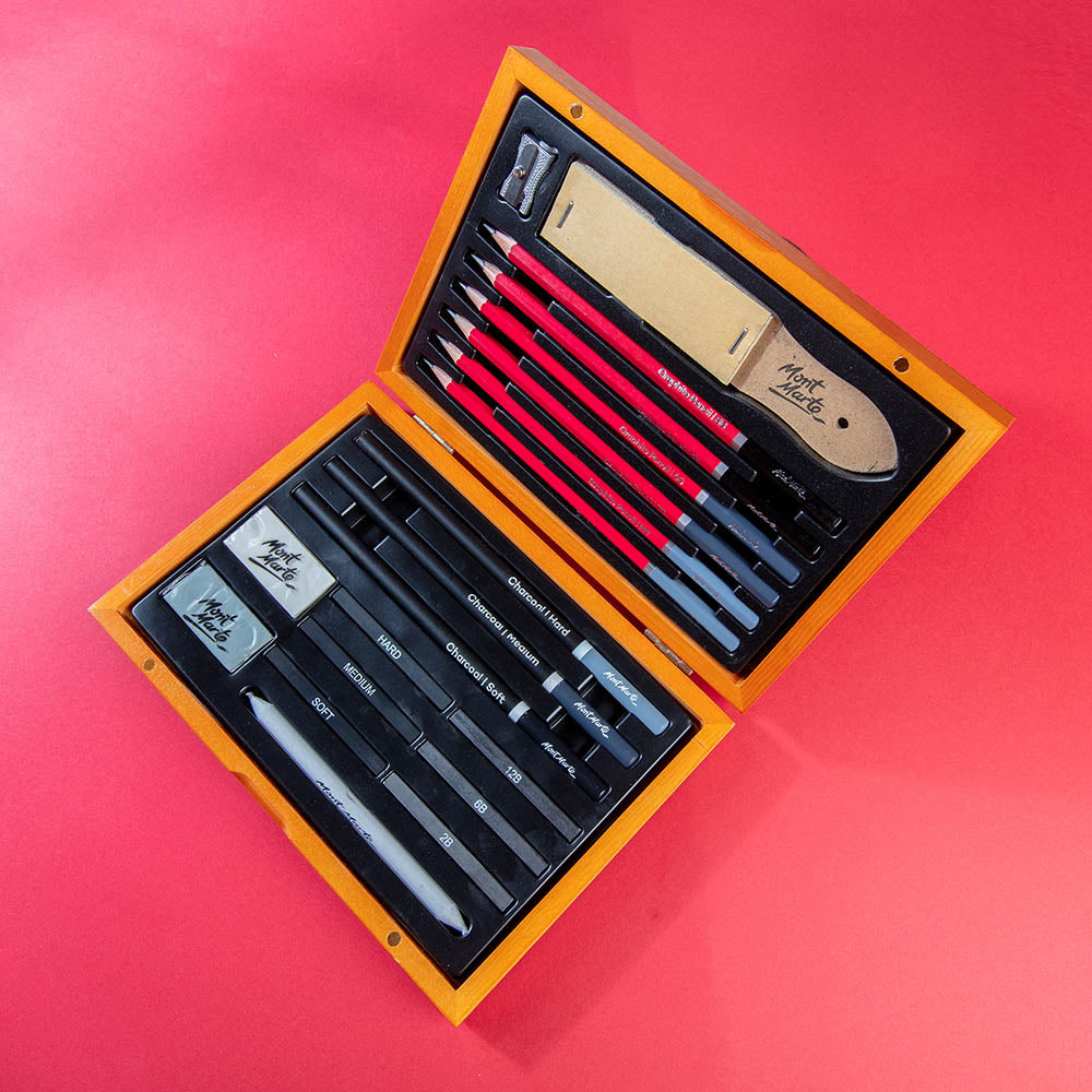 Sketching Set in Wooden Box Signature 20pc – Mont Marte Global