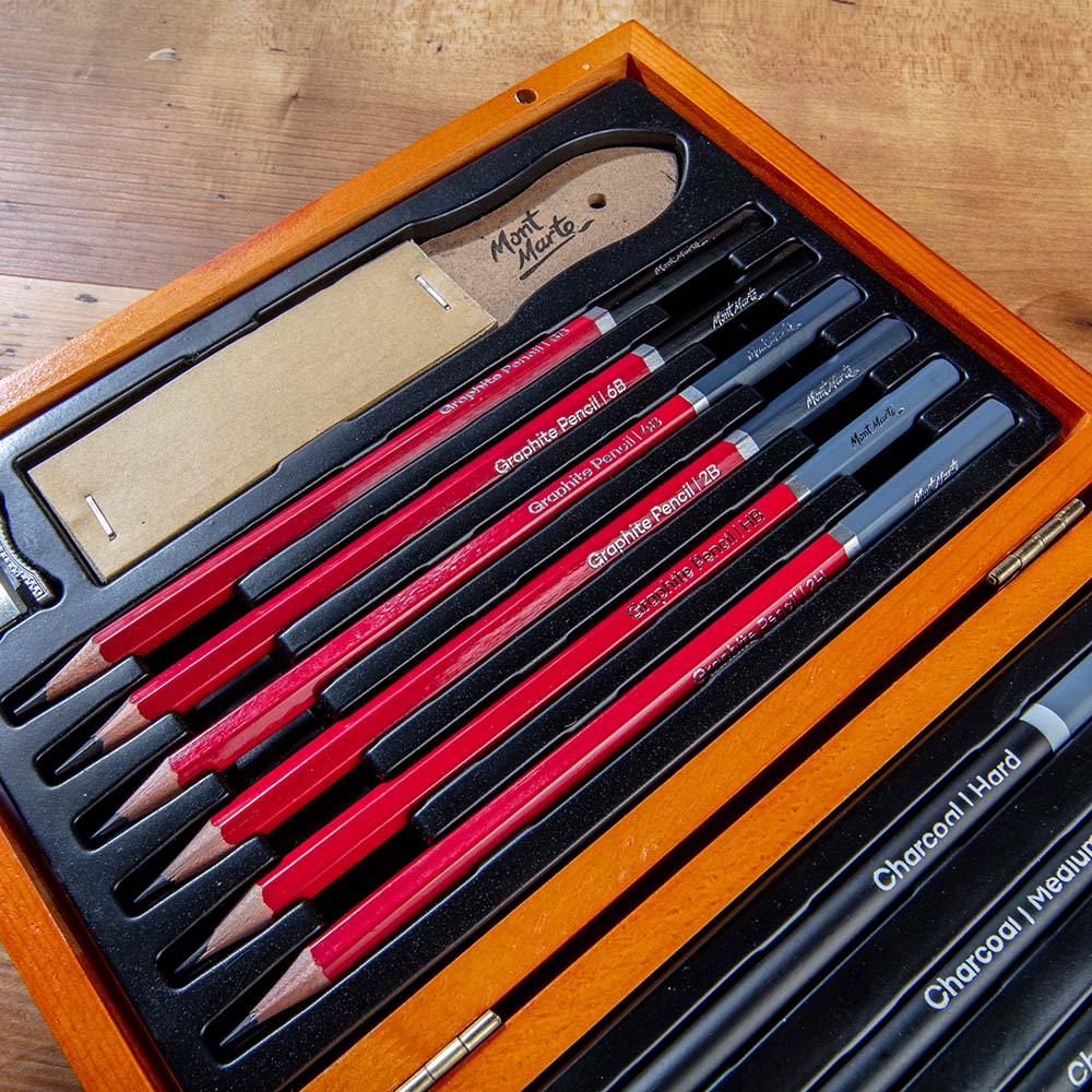 Sketching Set in Wooden Box Signature 20pc – Mont Marte Global