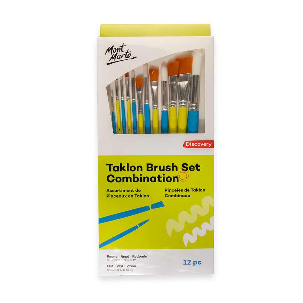 Mont Marte Taklon Brush Set Combination Discovery 12pc – Mont