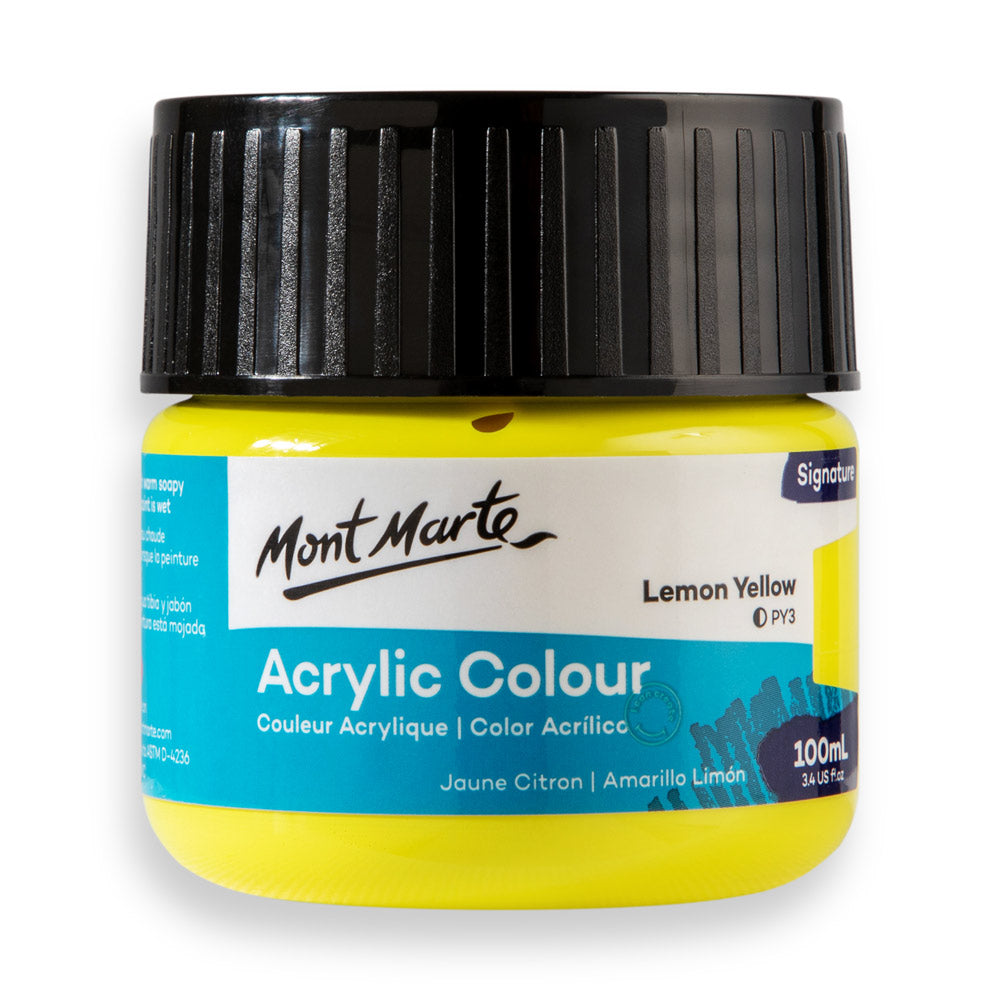 Acrylic Colour Paint Signature 100ml (3.4 US fl.oz) Tube - Lemon Yello –  Mont Marte Global