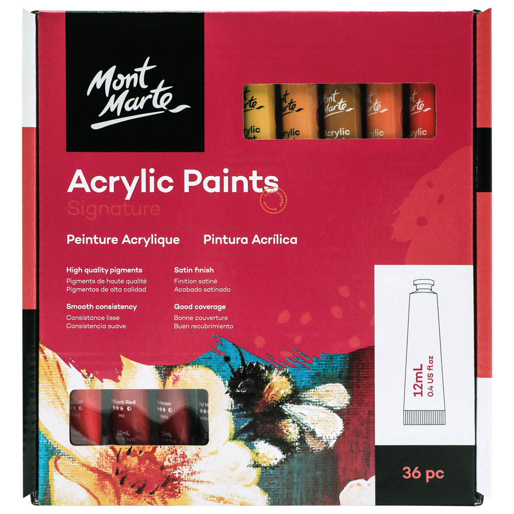 Mont Marte Signature Paint Set - Acrylic Paint 12pc x 75ml Tubes - MSCH1275  : Mont Marte 