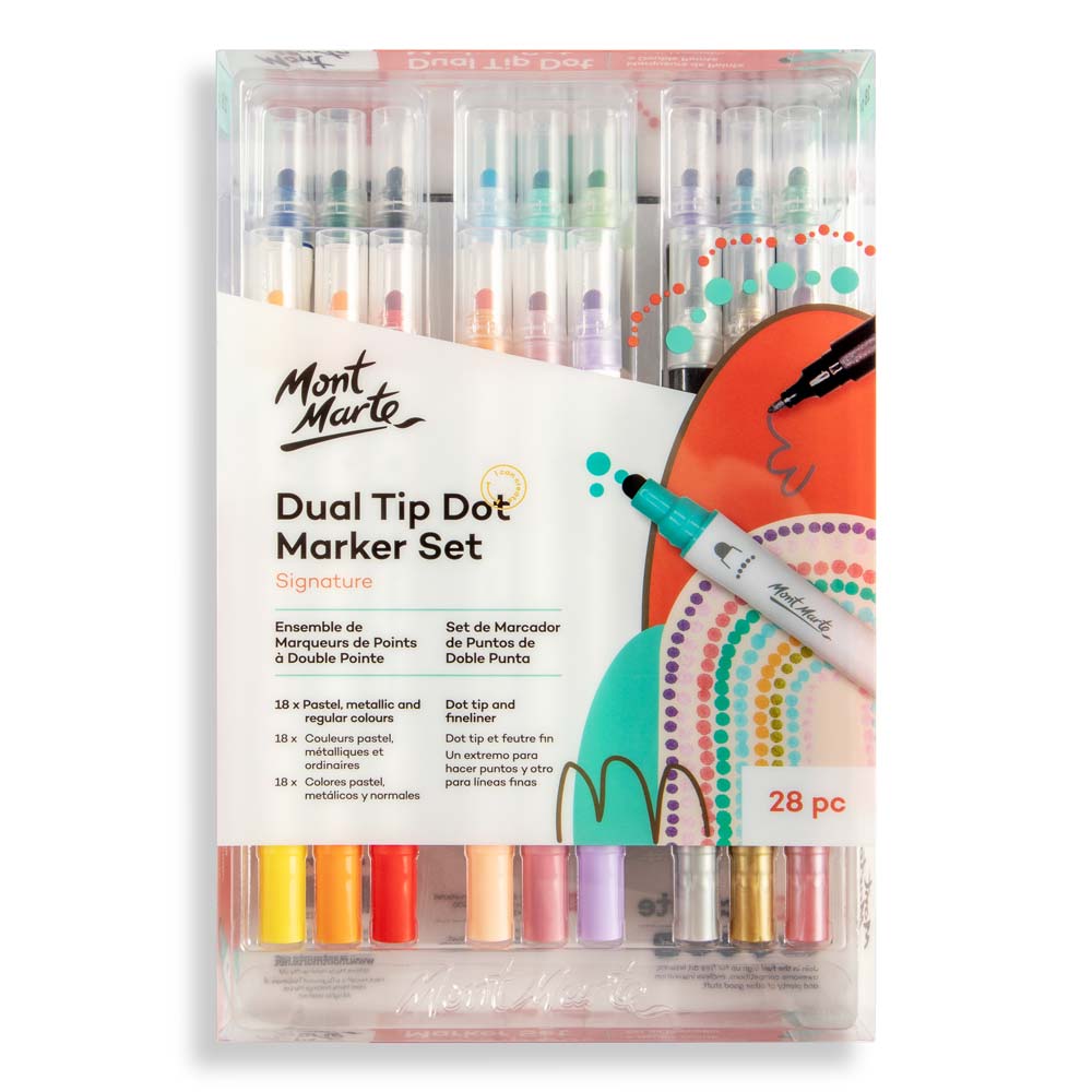 Dual Tip Dot Marker Set Signature 28pc – Mont Marte Global