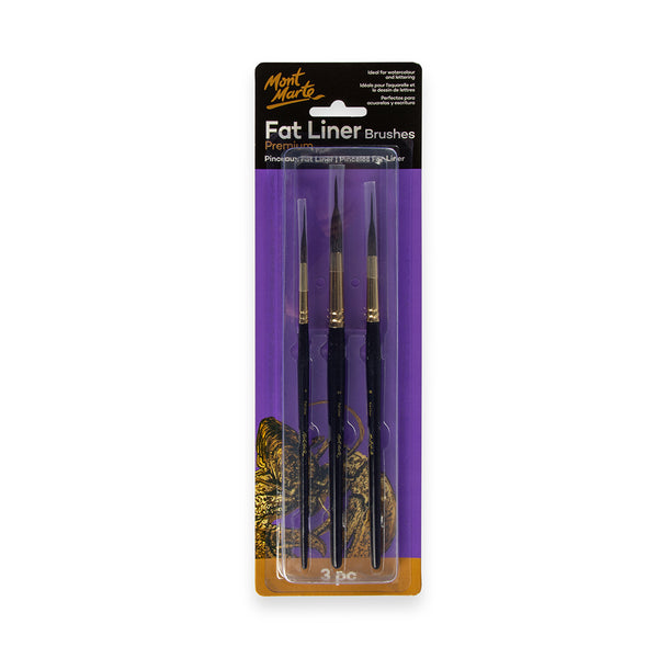 Fat Liner Brush Set Premium Taklon/Squirrel 16, 10, 6 – Mont Marte