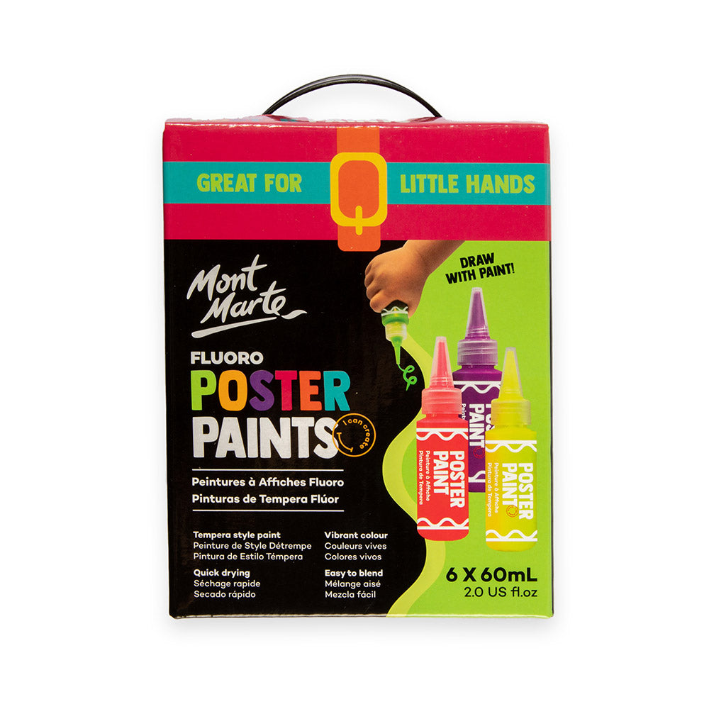 Mont Marte Fluoro Poster Paints 6pc x 60ml (2 US fl.oz) – Mont