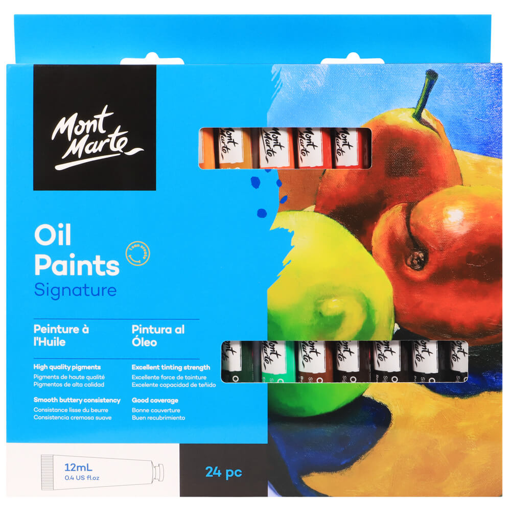 Mont Marte Oil Pastels Signature 24pc, 24 Assorted Colors Vibrant Oil  Pastel Set