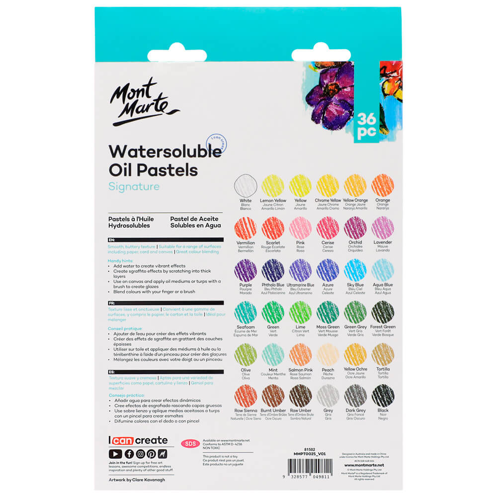 Mont Marte Signature Watersoluble Oil Pastels in Tin Box 36pc