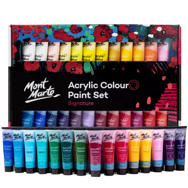 Acrylic Paint Set with 12 Art Brushes, 36 Colors (2 oz/Bottle