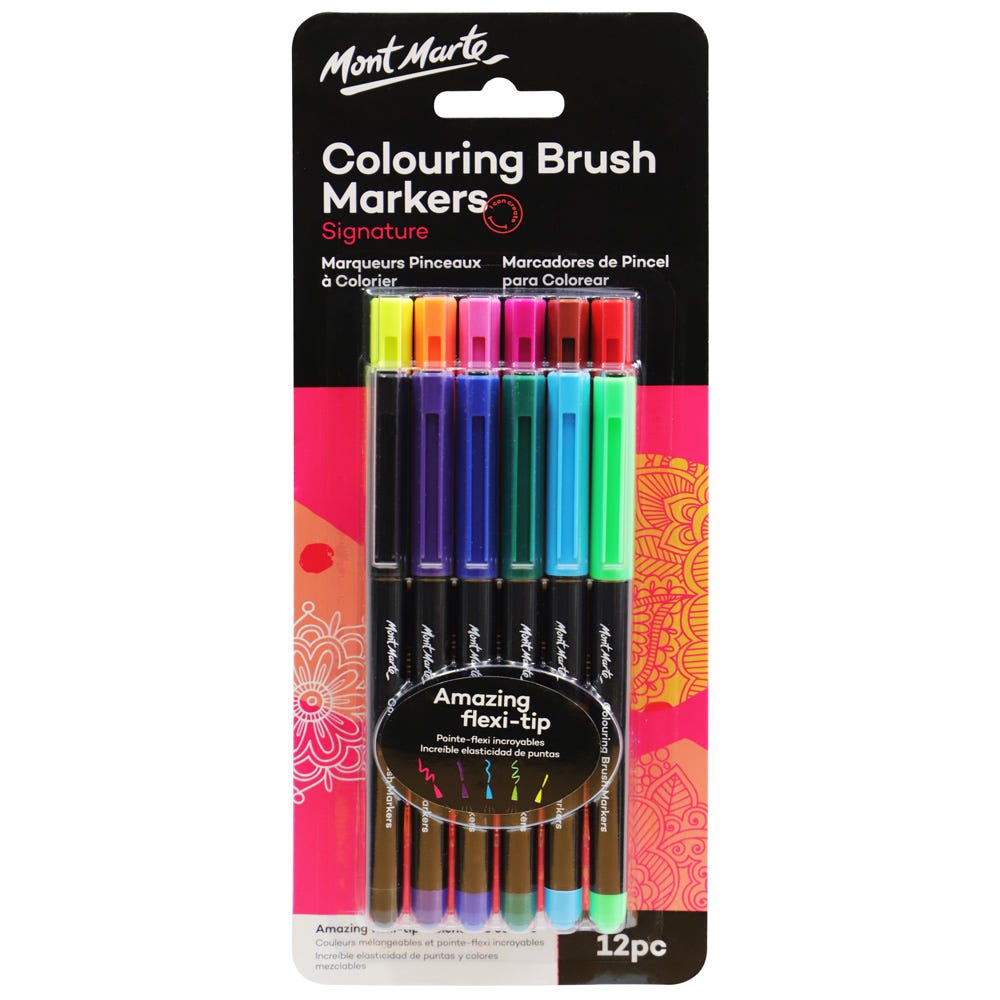 Colouring Brush Markers Signature 12pc Mont Marte Global