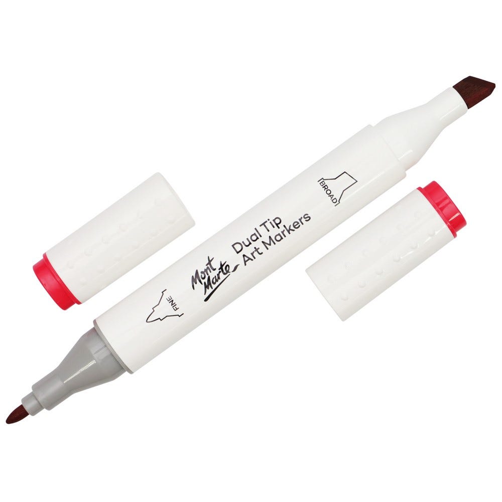 Dual Tip Art Marker Premium Coral Red 12
