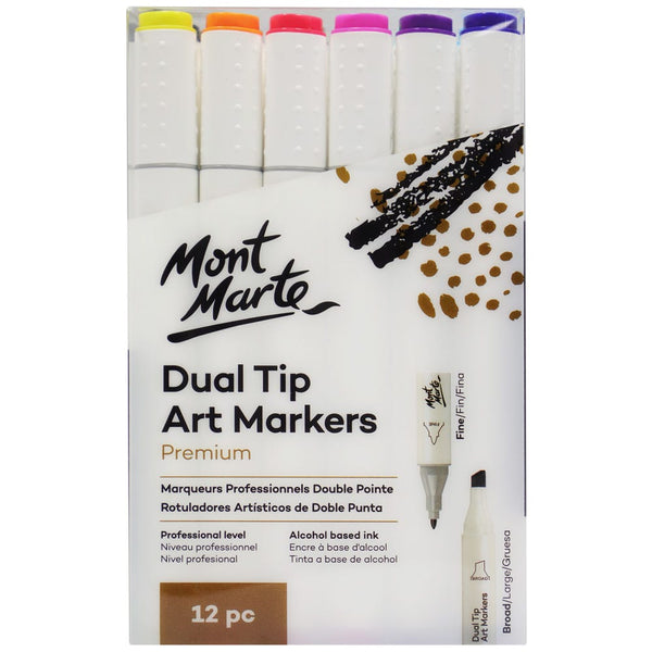 Leisure Arts® 12 Color Rainbow Brush & Chisel Dual Tip Marker Set