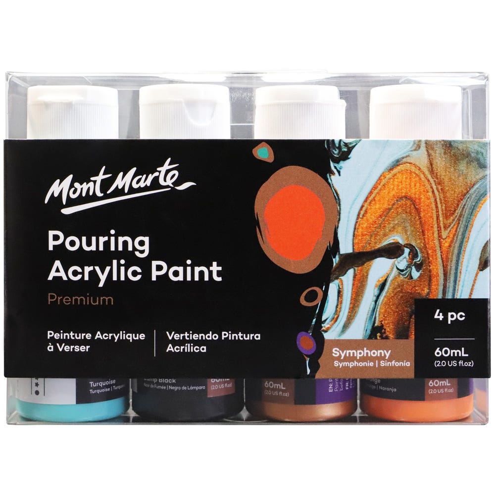 Pouring Acrylic Paint Set Premium 4pc x 60ml (2 US fl.oz) - Symphony ...