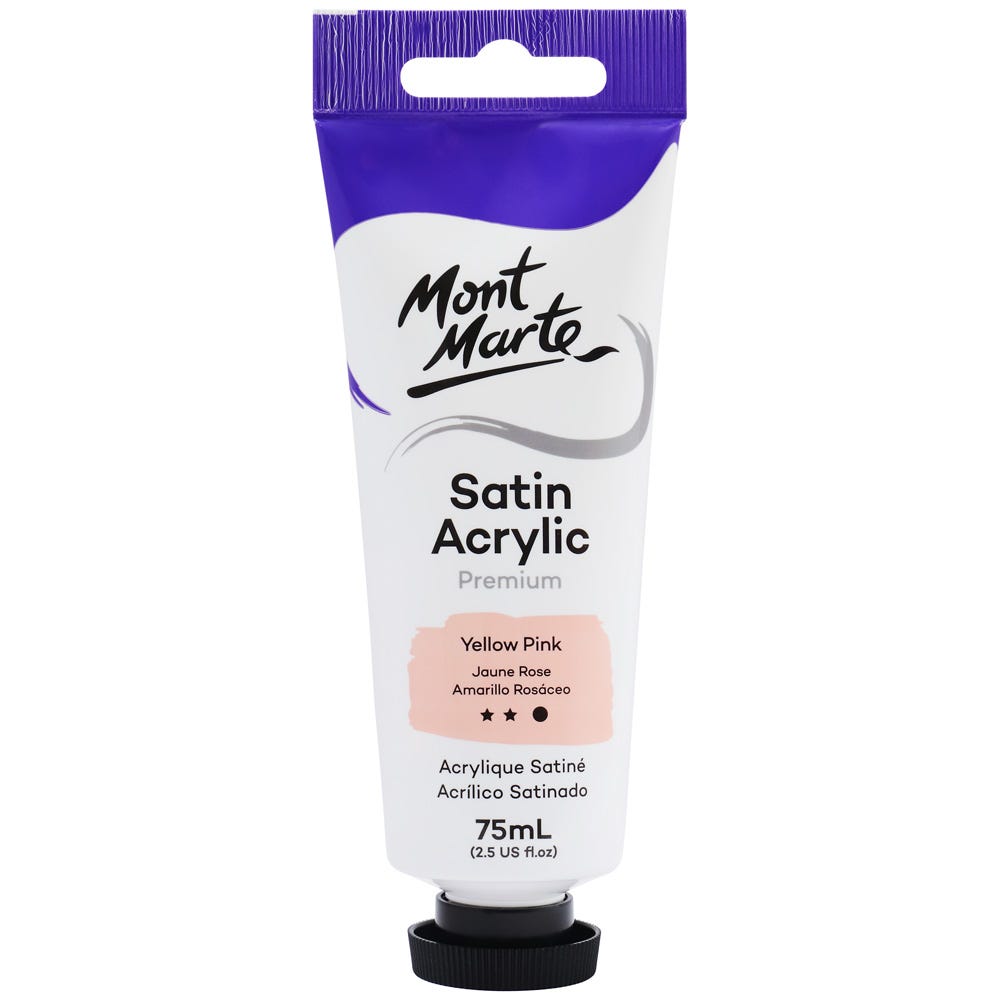 Satin Acrylic Paint Premium 75ml (2.5 US fl.oz) Tube - Yellow Pink