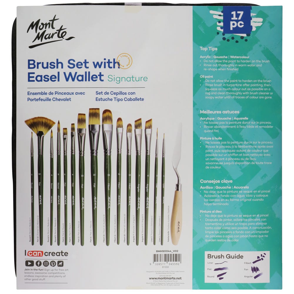 BURST HIGH 10冊セット！ Brush Set with Easel Wallet Signature 17pc – Mont Marte Global