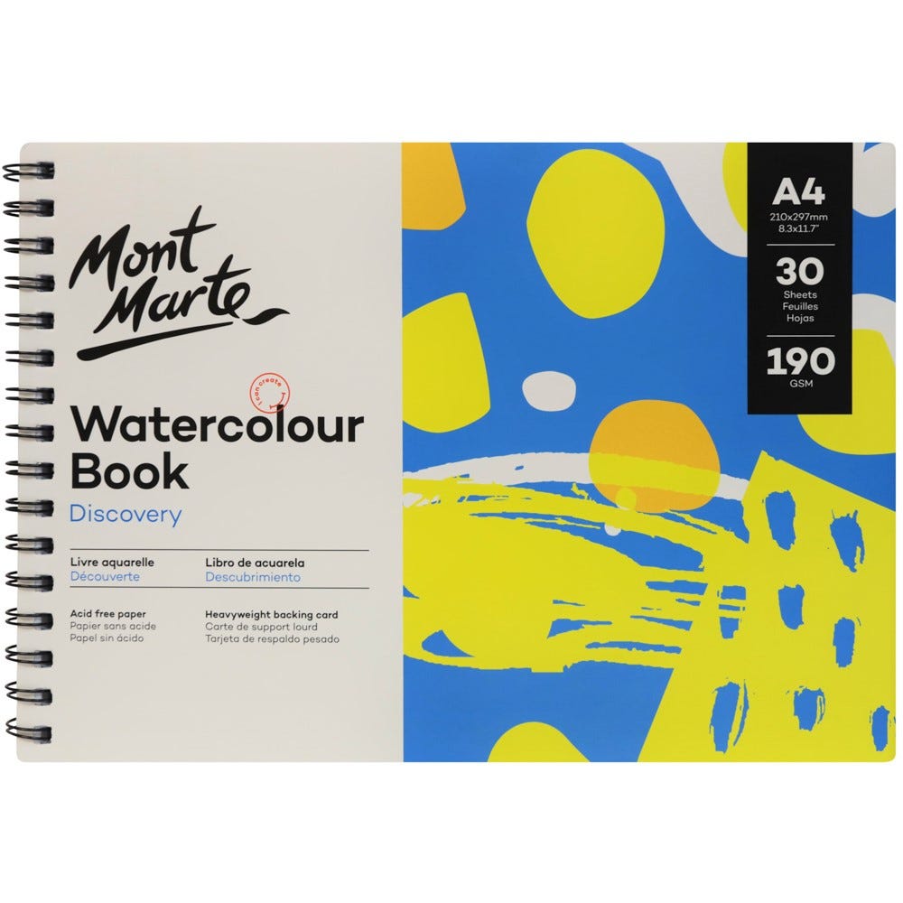 Watercolour Book Discovery A4 (8.3 x 11.7in) 30 Sheets 190gsm – Mont Marte  Global