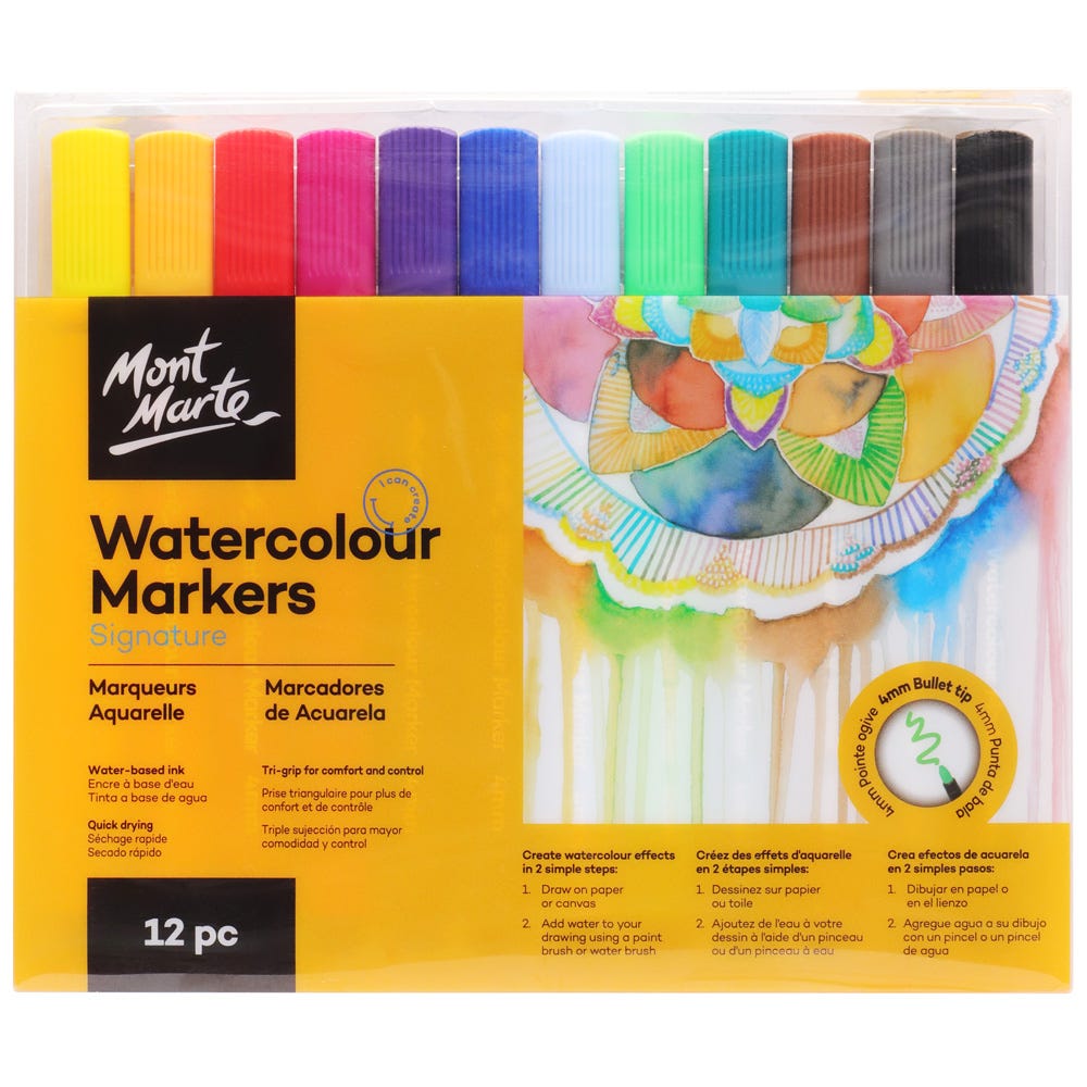 Watercolour Markers Tri Grip Signature 12pc