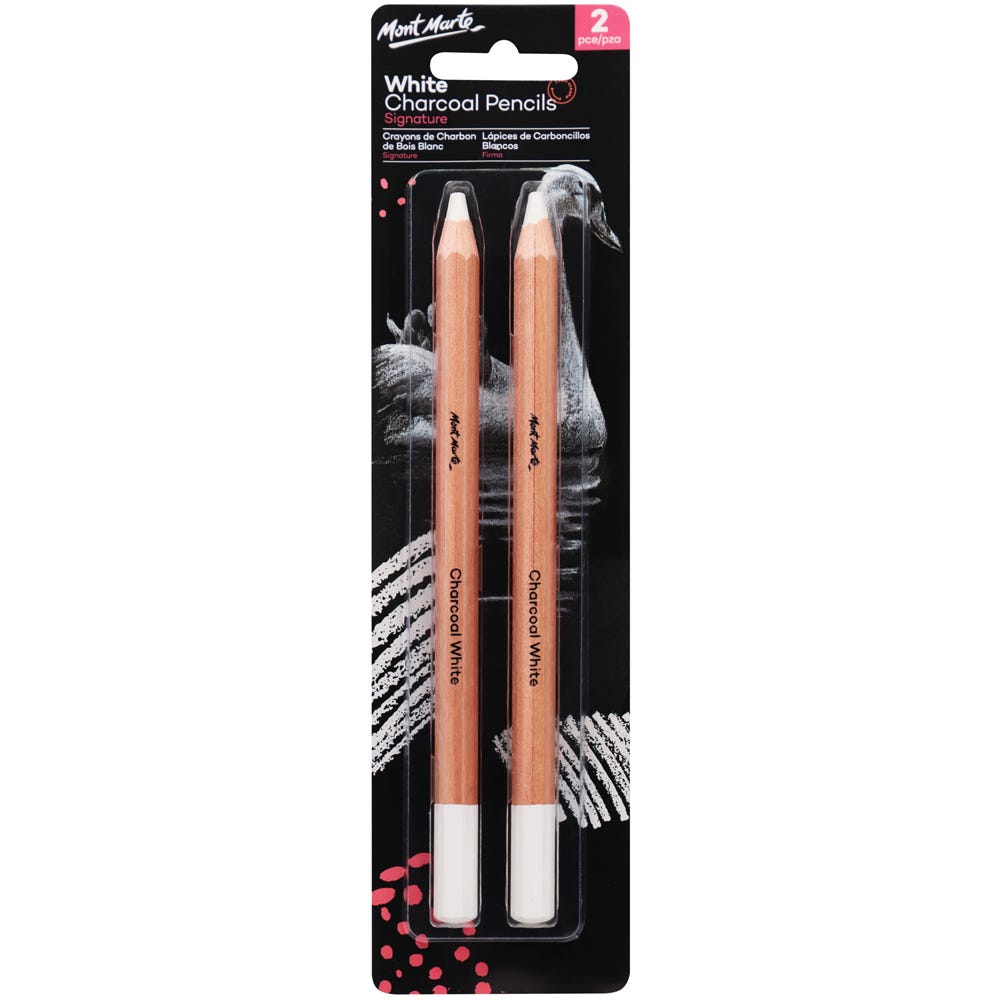White Charcoal Pencils Lge Hex Signature 2pc – Mont Marte Global